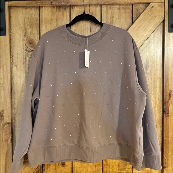 a new day Tops - A New Day Women’s Rhinestone Crewneck Tan Sweatshirt - Size XXL - NWT